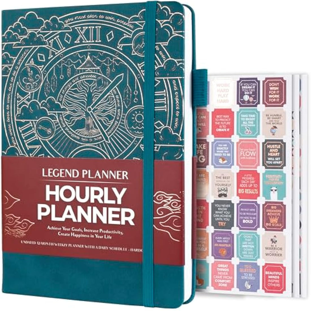 Legend Planner Hourly Schedule – Undated A5 Daily Organizer, Dark Teal