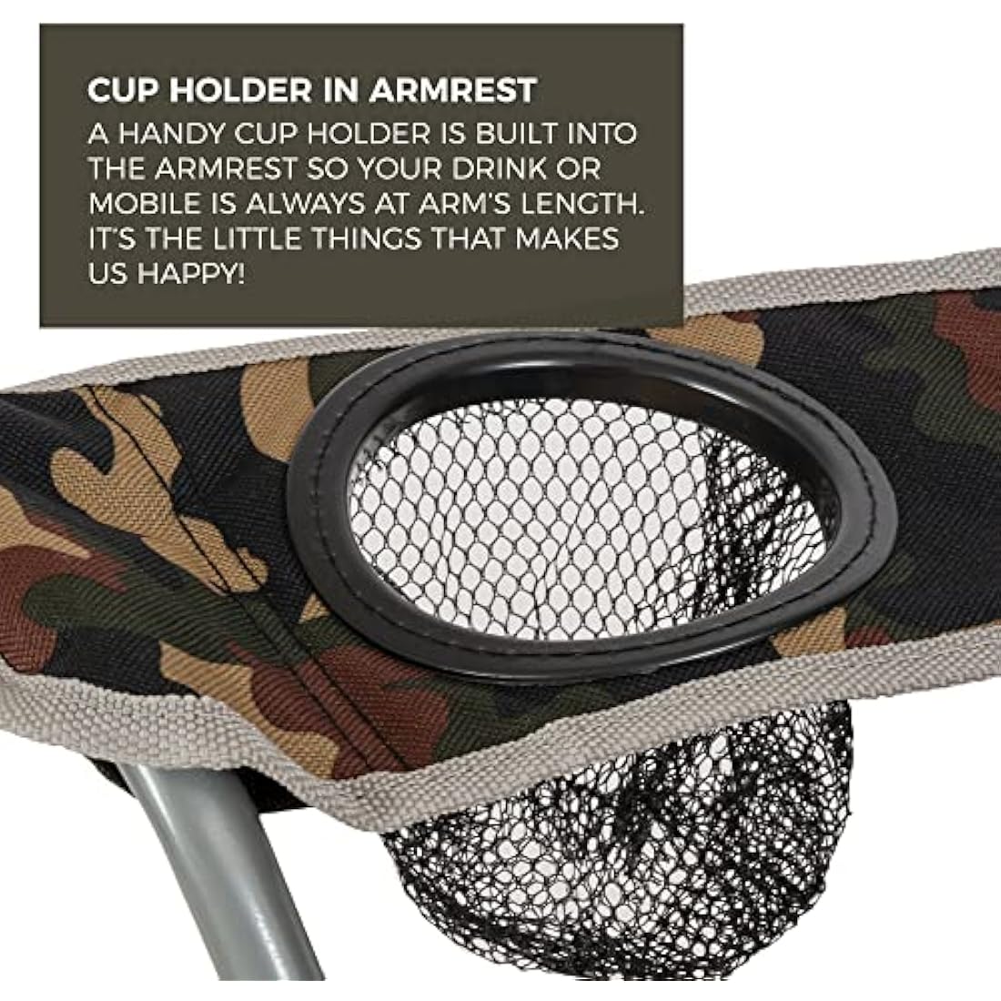 Highlander Camping Chair – Lightweight Folding Steel Chair with Cup Holder