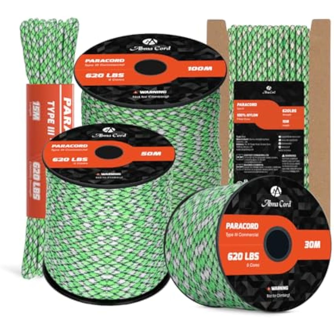 Abma Cord 4mm Nylon Paracord | 9 Strand Type III Survival Rope - 100m
