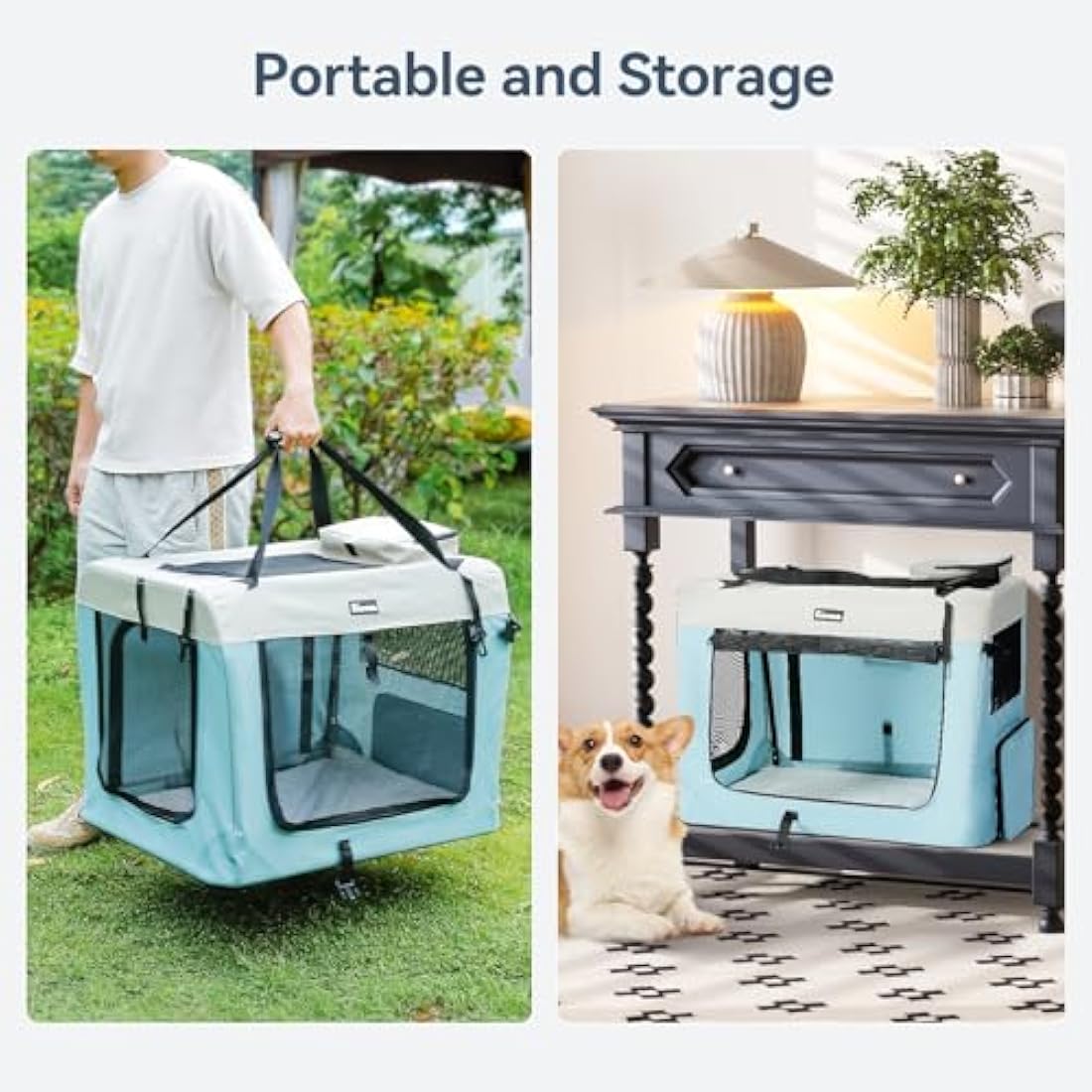 Reerooh Foldable Dog Carrier | Portable Soft Travel Crate with Steel Frame
