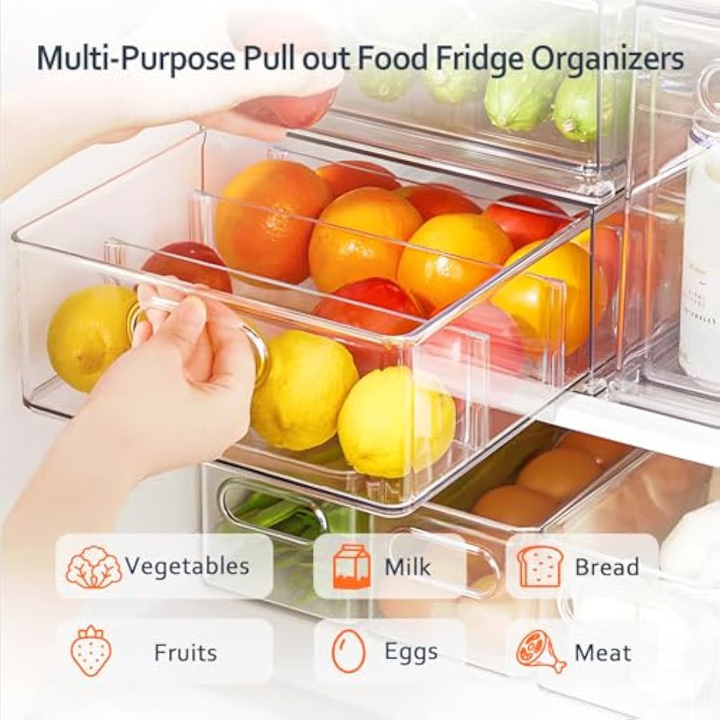 Jolof Store Clear Fridge Drawer Organizer – Stackable BPA-Free Bin