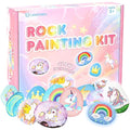Lekebaby Unicorn Rock Painting Kit - Glow in the Dark Arts and Crafts