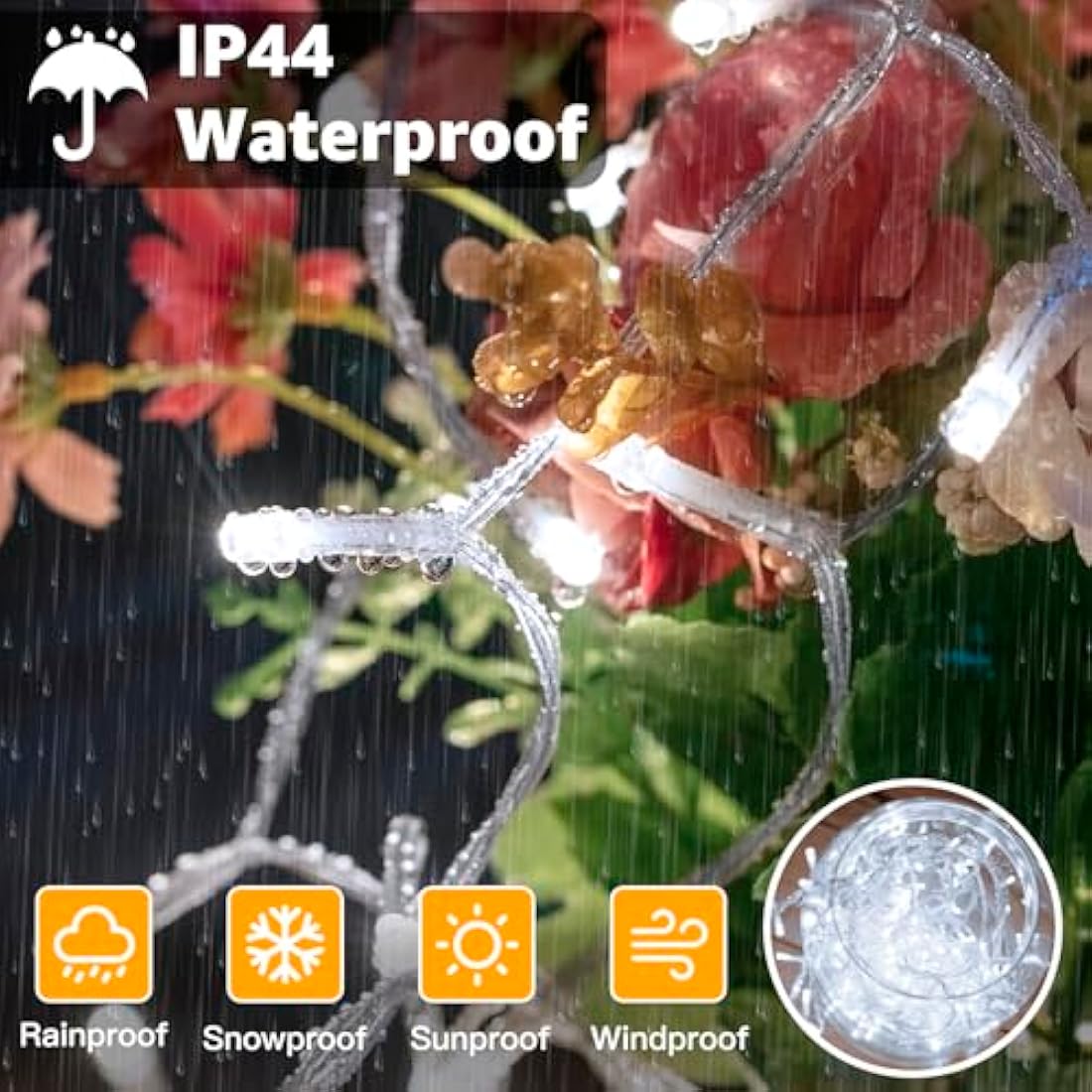 Ollny 30m 300 LED Fairy Lights | Cool White Waterproof Outdoor String