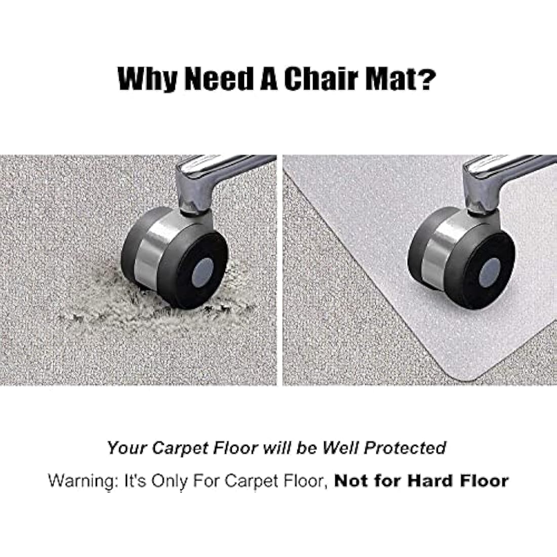 Jolof Store PVC Chair Mat for Carpet – 75x120cm Clear Studded Floor Mat