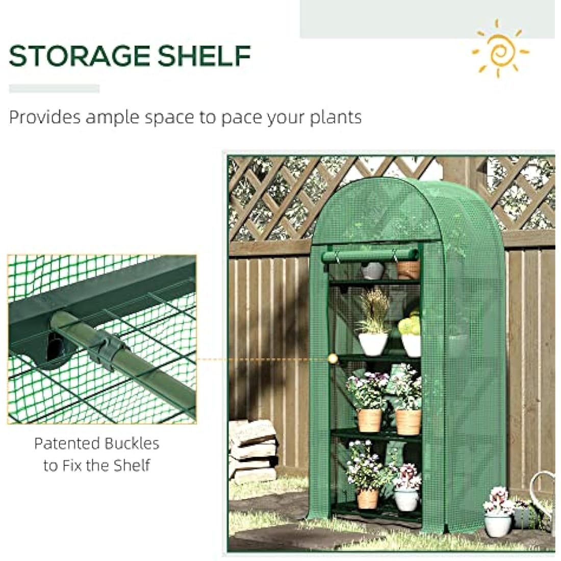 Outsunny 4 Tier Mini Greenhouse | Portable PE Plant House with Metal Shelves