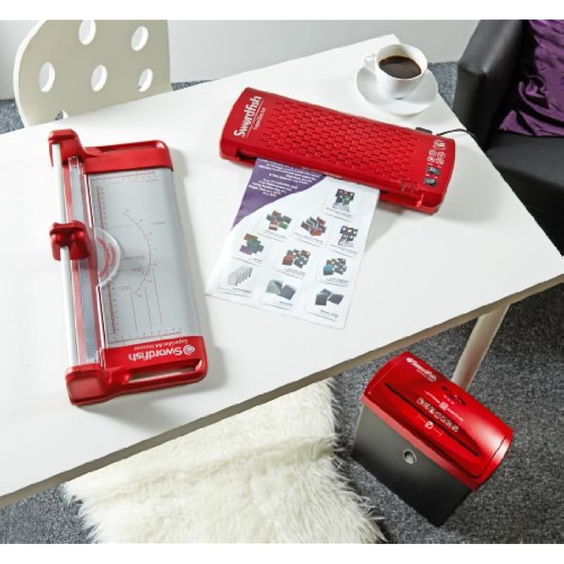 Swordfish Super Slim A4 Paper Laminator - 4 Roller Jam-Free - Red