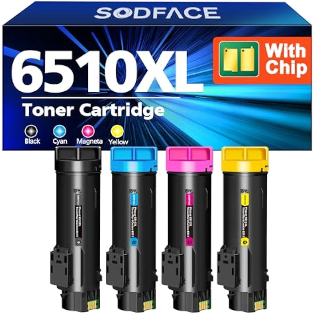 SODFACE 6510XL Toner Cartridges for Xerox WorkCentre 6515 Phaser 6510 | 4-Pack