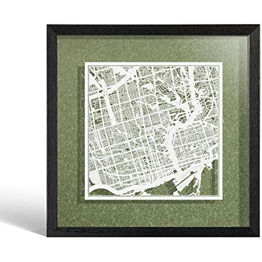 Toronto Paper Cut Map Art | Jolof Store Framed Wall Decor, 9x9 Inch