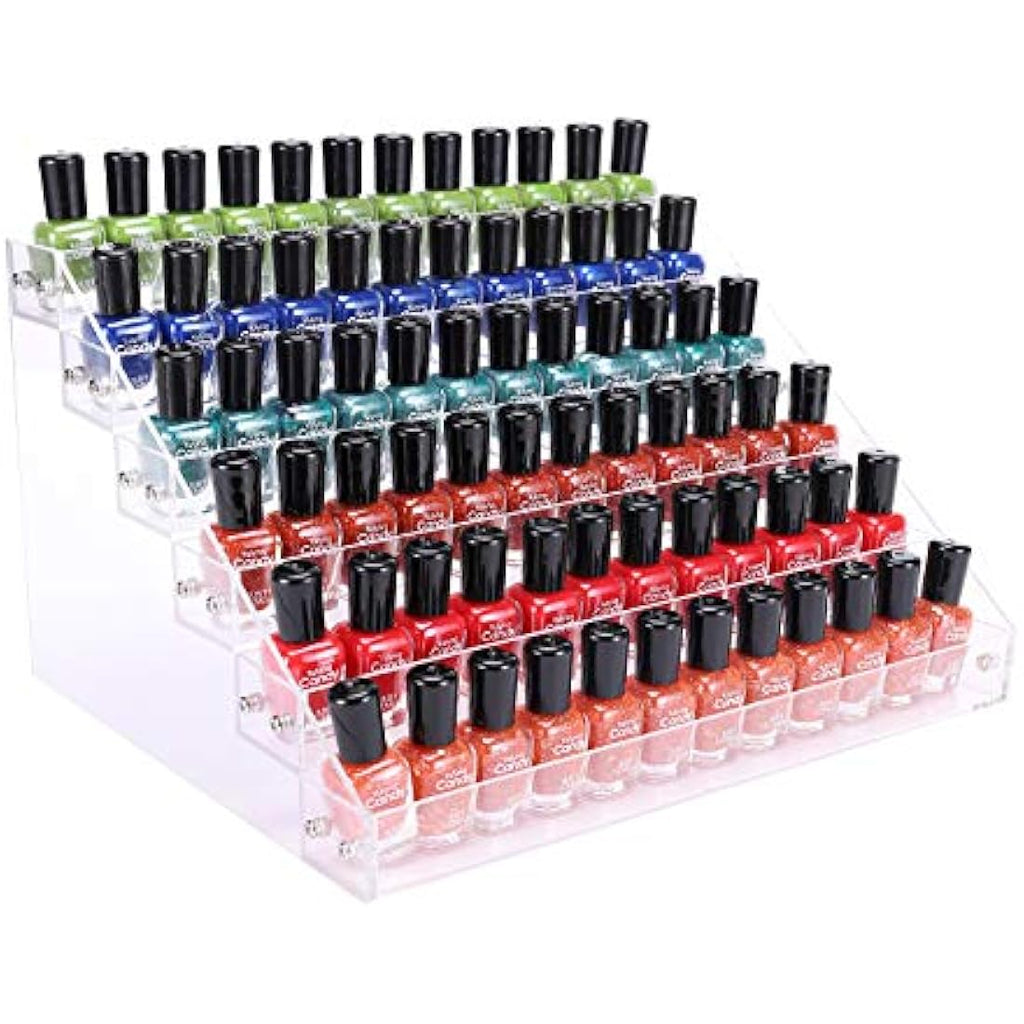 BTremary 6-Tier Acrylic Nail Polish Display Rack | 96 Bottle Storage Stand