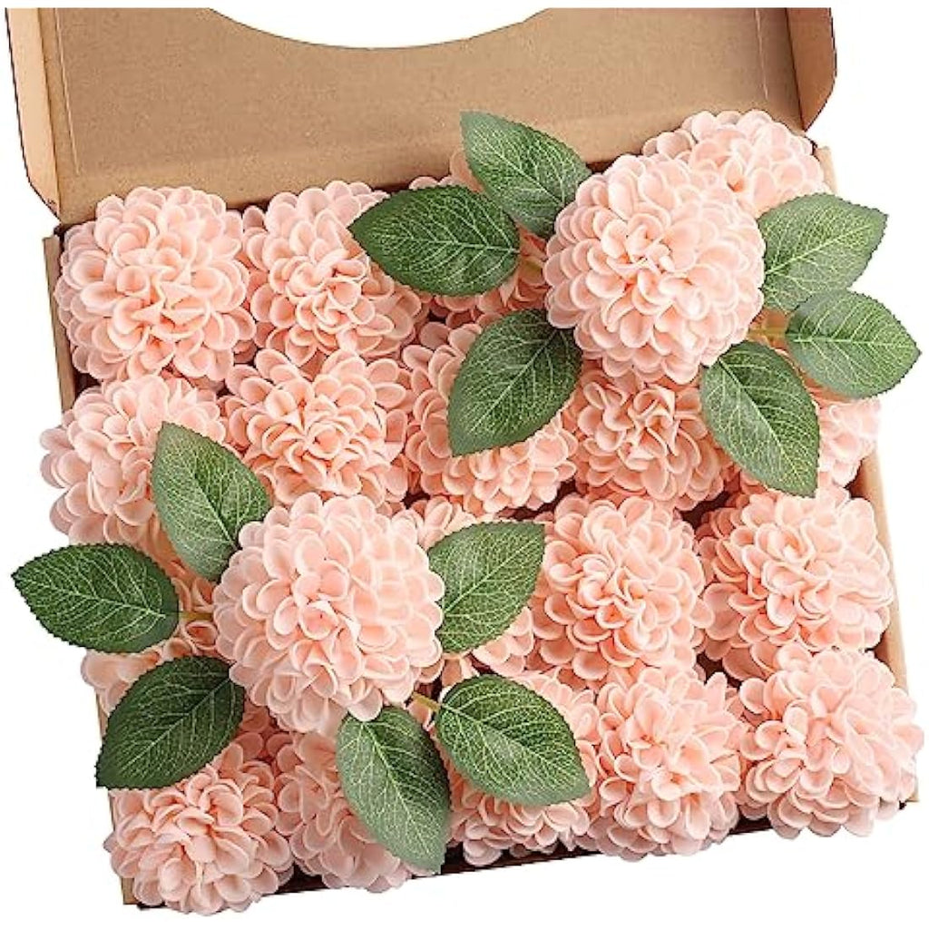 N&T NIETING Pink Foam Dahlia Flowers – 20pcs Artificial DIY Wedding Decor