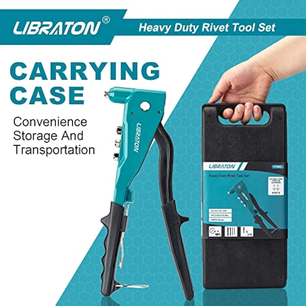 Libraton Heavy Duty Pop Rivet Gun Set | Professional Hand Riveter Tool