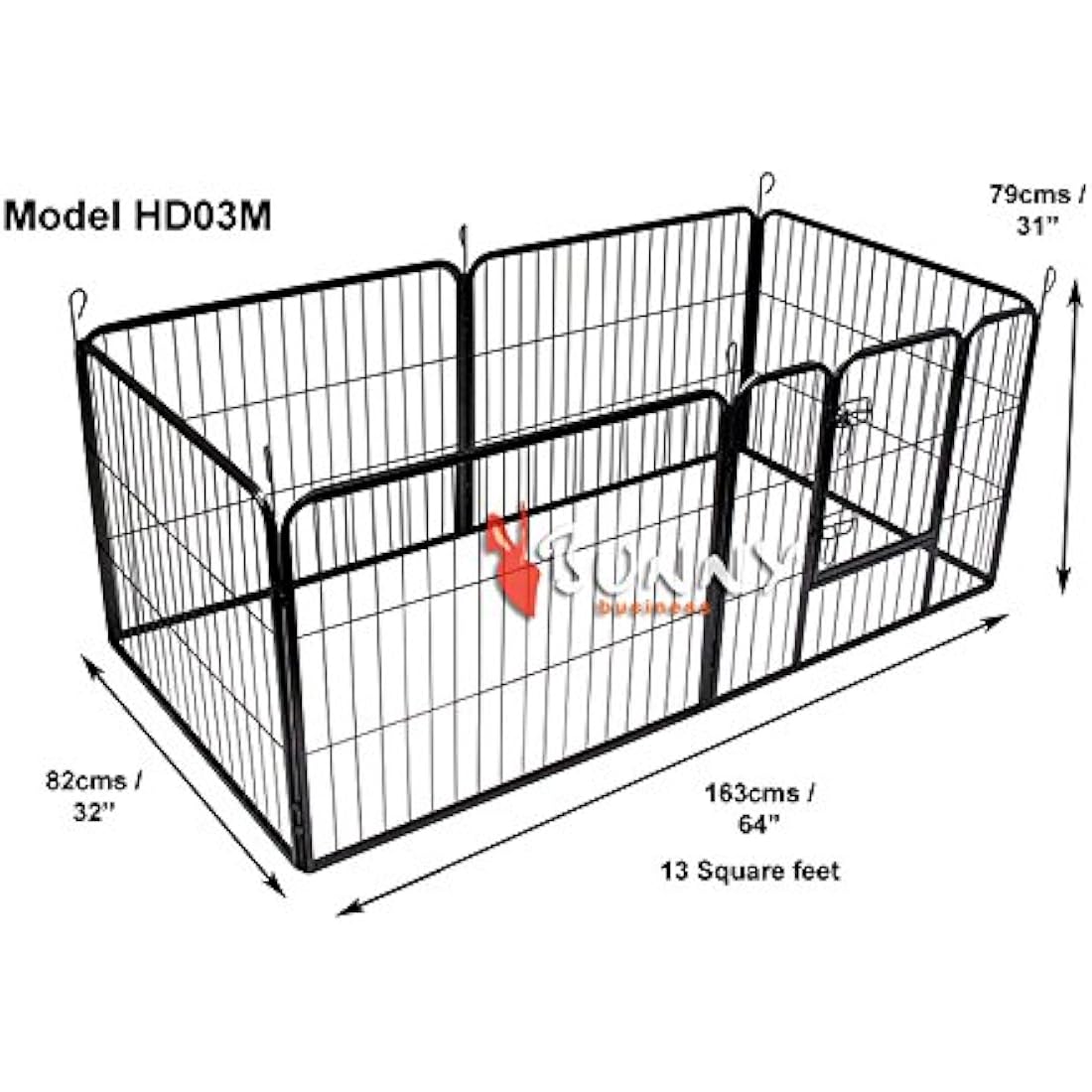 Bunny Business Heavy Duty 6 Panel Puppy Playpen - Gunmetal Grey