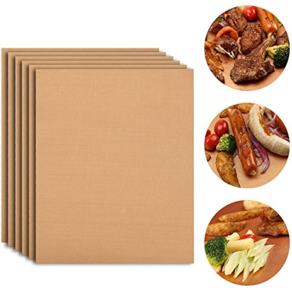 Copper BBQ Grill Mat Set of 6 – Nonstick Reusable Baking Mats