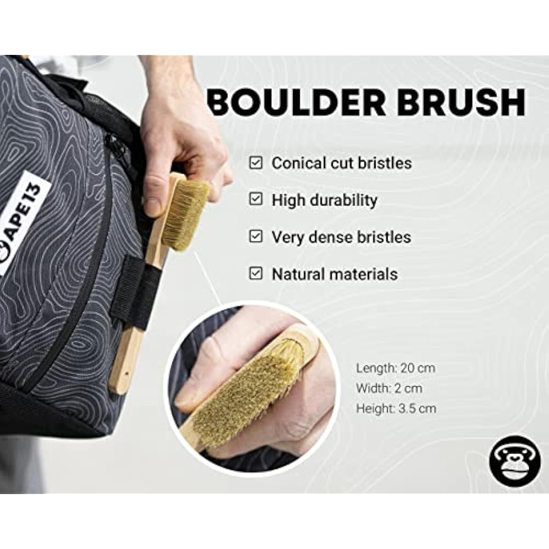 APE13 Boulder Chalk Bag Set – Includes Climbing Brush and Chalk Block