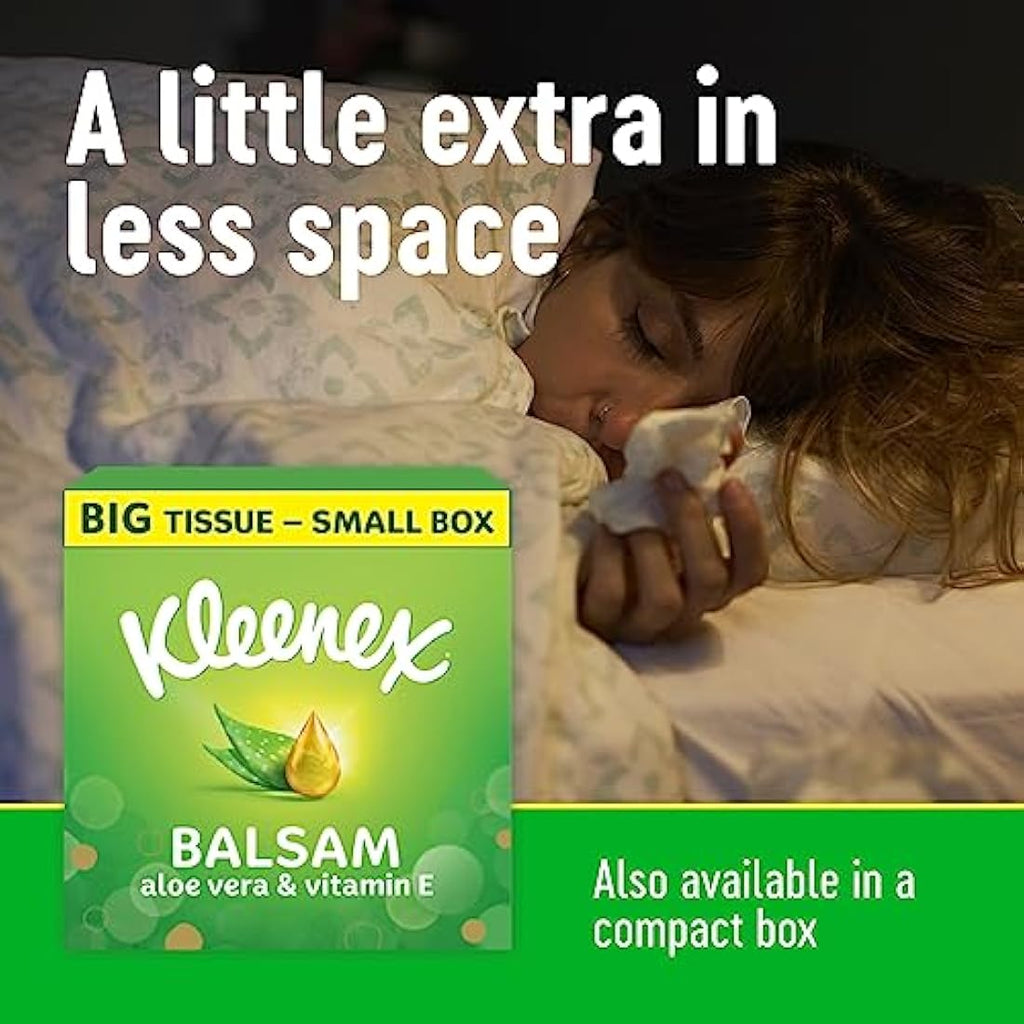 Kleenex Balsam Extra Large Tissues | Aloe Vera & Vitamin E | 16 Boxes