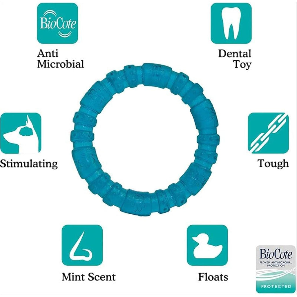 Rosewood BioSafe Puppy Ring – Antimicrobial Teething Chew Toy, Blue