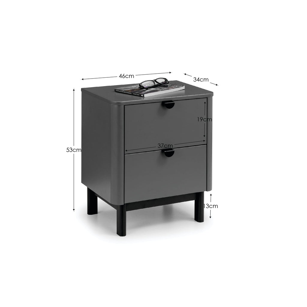 Julian Bowen Chloe Bedside Table, 2 Drawer, Grey - H53 x W46 x D34cm - image 3