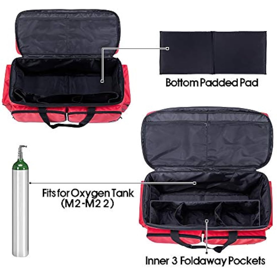 Jolof Store Large Emergency Medical Bag | Oxygen Tank First Responder Bag