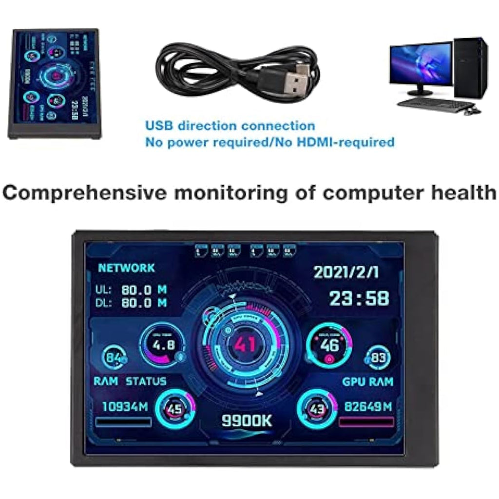 Jolof Store 5in IPS PC Sensor Panel – AIDA64 USB CPU RAM Data Monitor