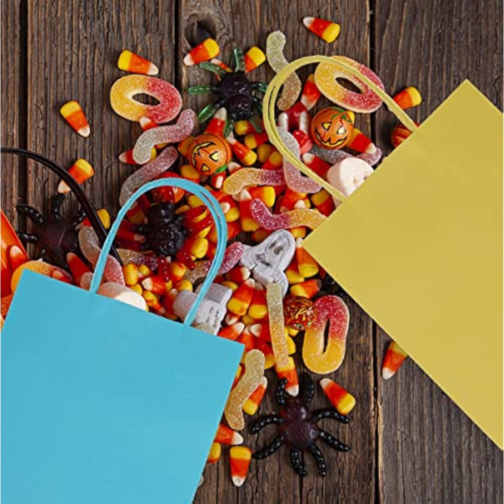 Jolof Store 30 Pcs Kraft Paper Party Bags with Handles and Stickers
