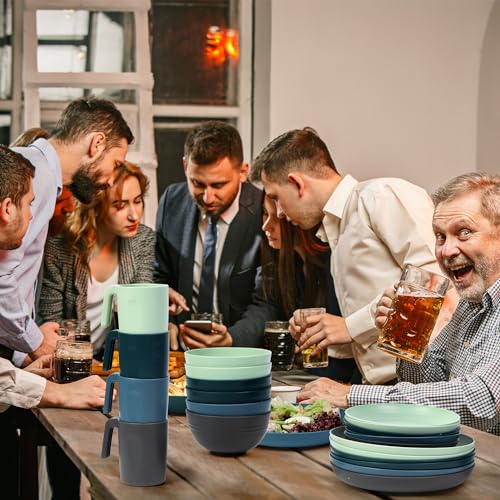 Greentainer Unbreakable Plastic Dinnerware Set | 24-Piece Microwave Safe Set