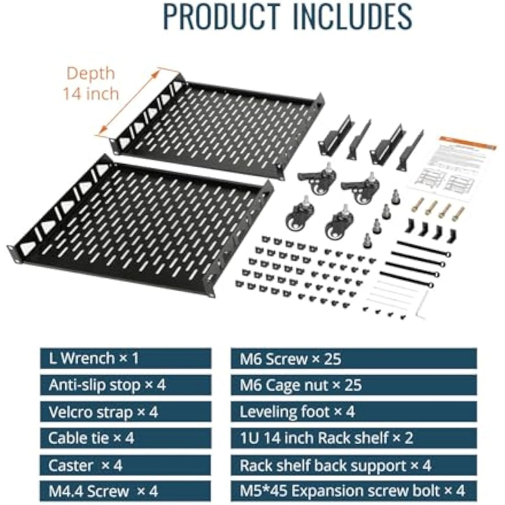 Tecmojo 12U Open Frame Network Rack | 19" Wall Mount & Floor Server Rack