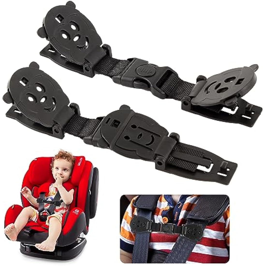 QOPAHI Car Seat Strap Anti Escape – 2 Pack Monkey Baby Harness Chest Clip