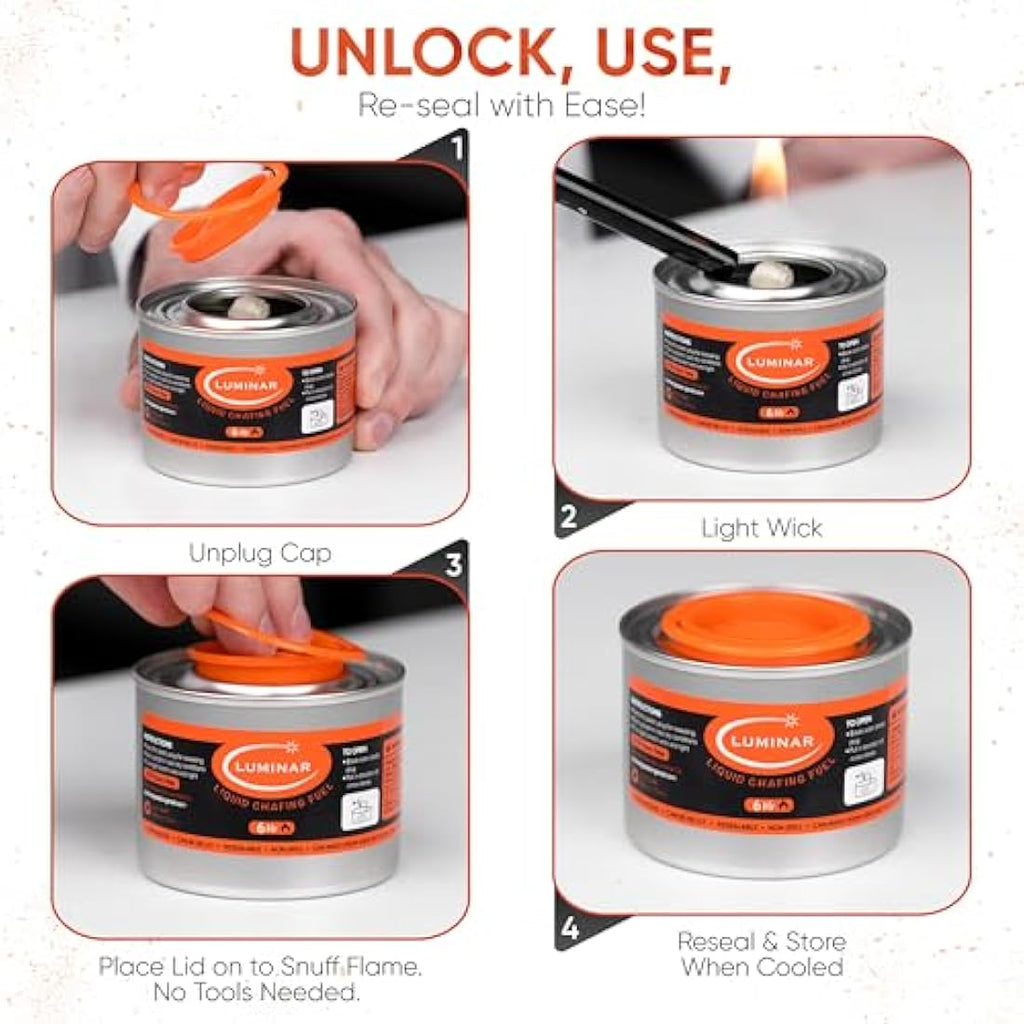 Luminar 6-Hour Resealable Wick Chafing Fuel Cans, 24-Pack | Jolof Store