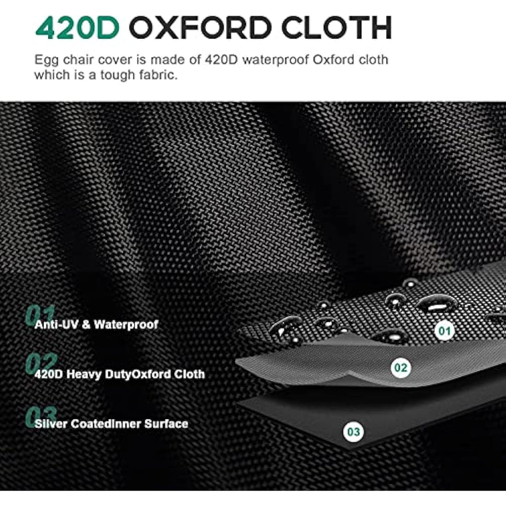 Double Egg Chair Cover | 420D Waterproof Oxford Fabric – 91x79"