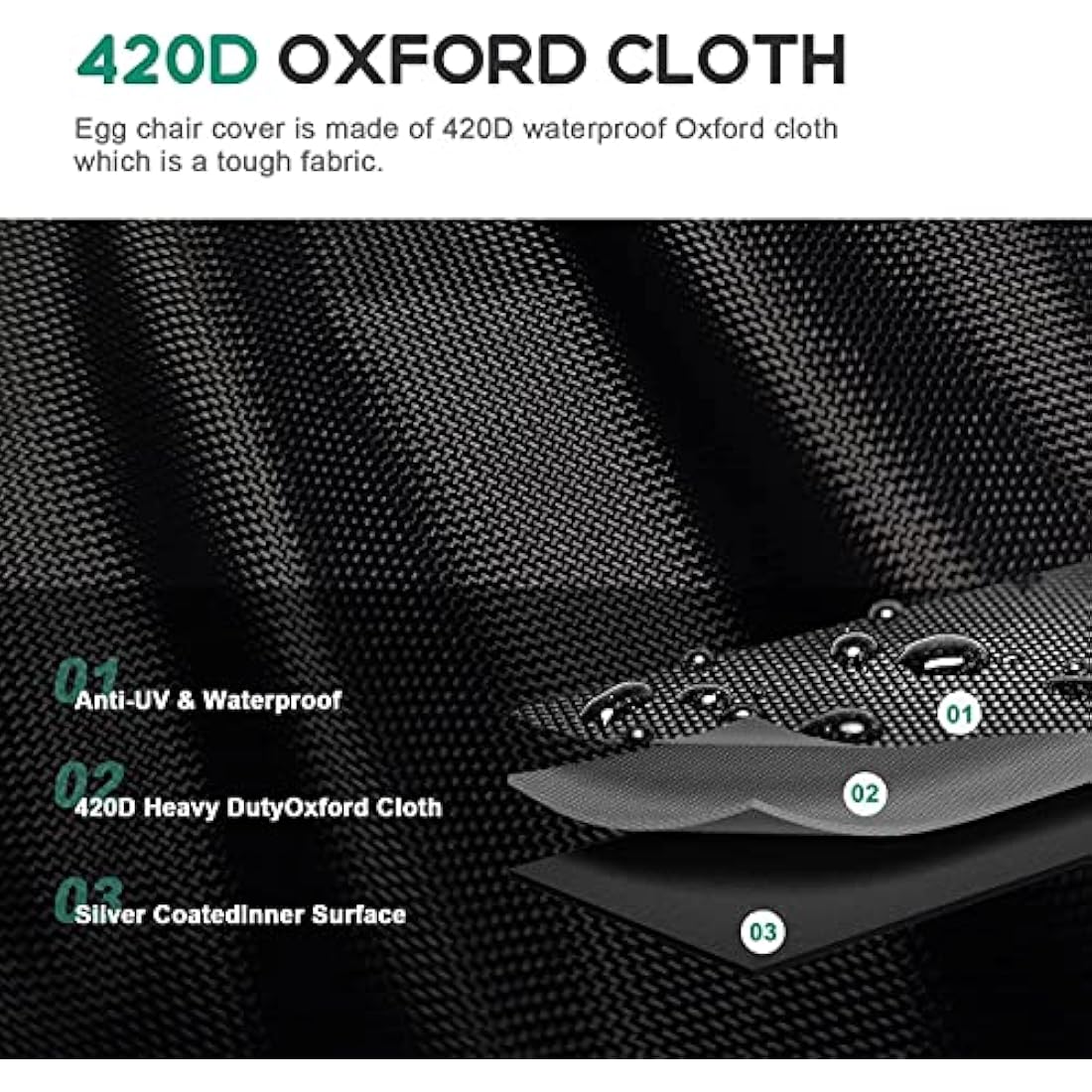 Double Egg Chair Cover | 420D Waterproof Oxford Fabric – 91x79"