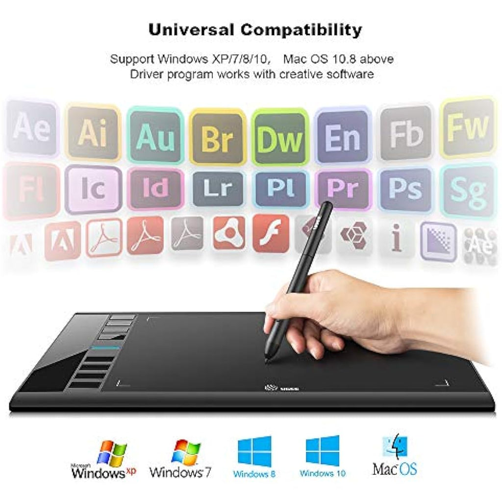 UGEE M708 Graphic Drawing Tablet | 10x6in Pad with 8192 Level Stylus