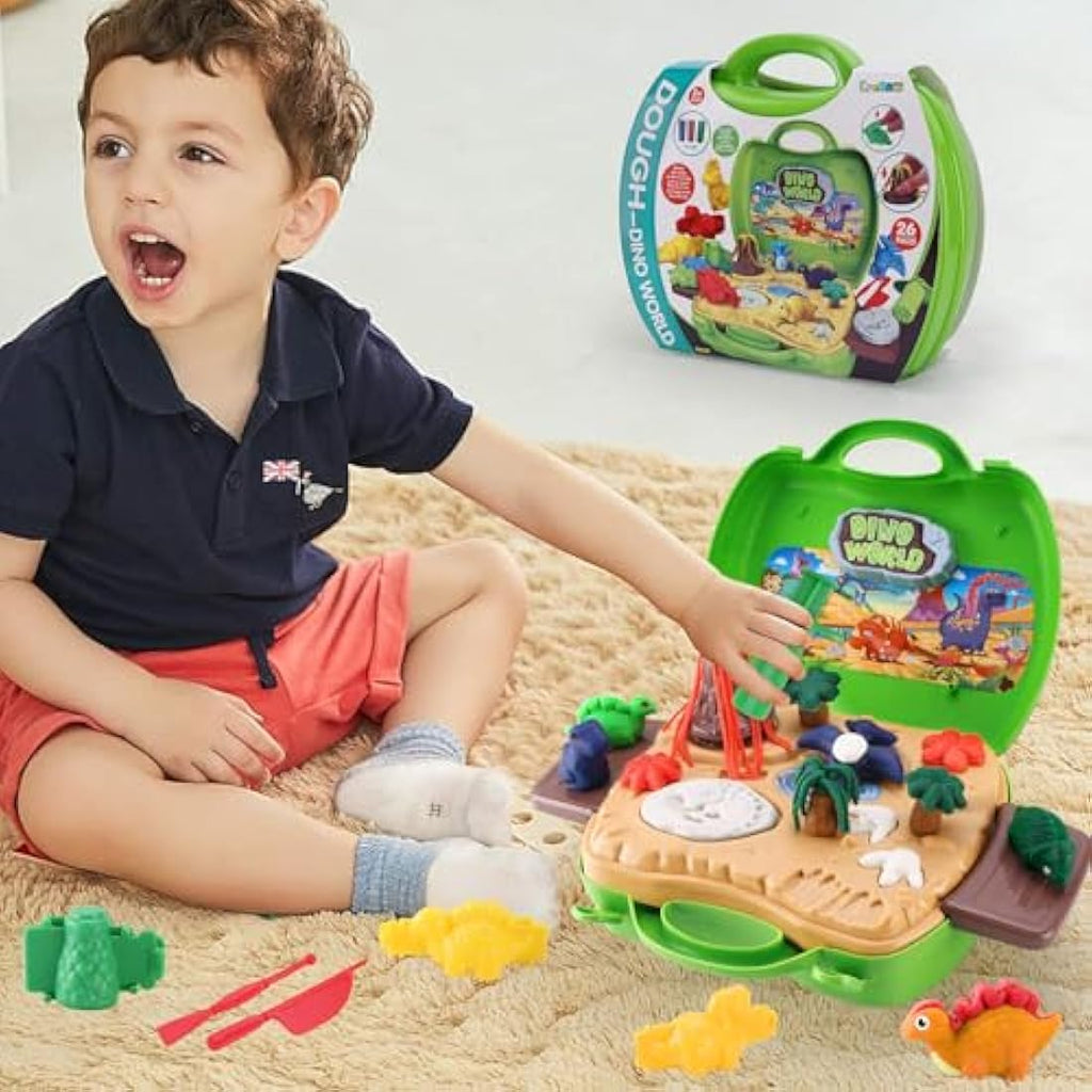 Dear Deer Dinosaur Color Dough Play Set – 26 Pcs Kids Pretend Toy Kit