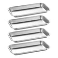 HugeDE 4 Pcs Rectangular Stainless Steel Trays Small Instrument Trays Metal Tattoo Trays Bathroom Vanity Organizer Holder Plates for Nail Salon
