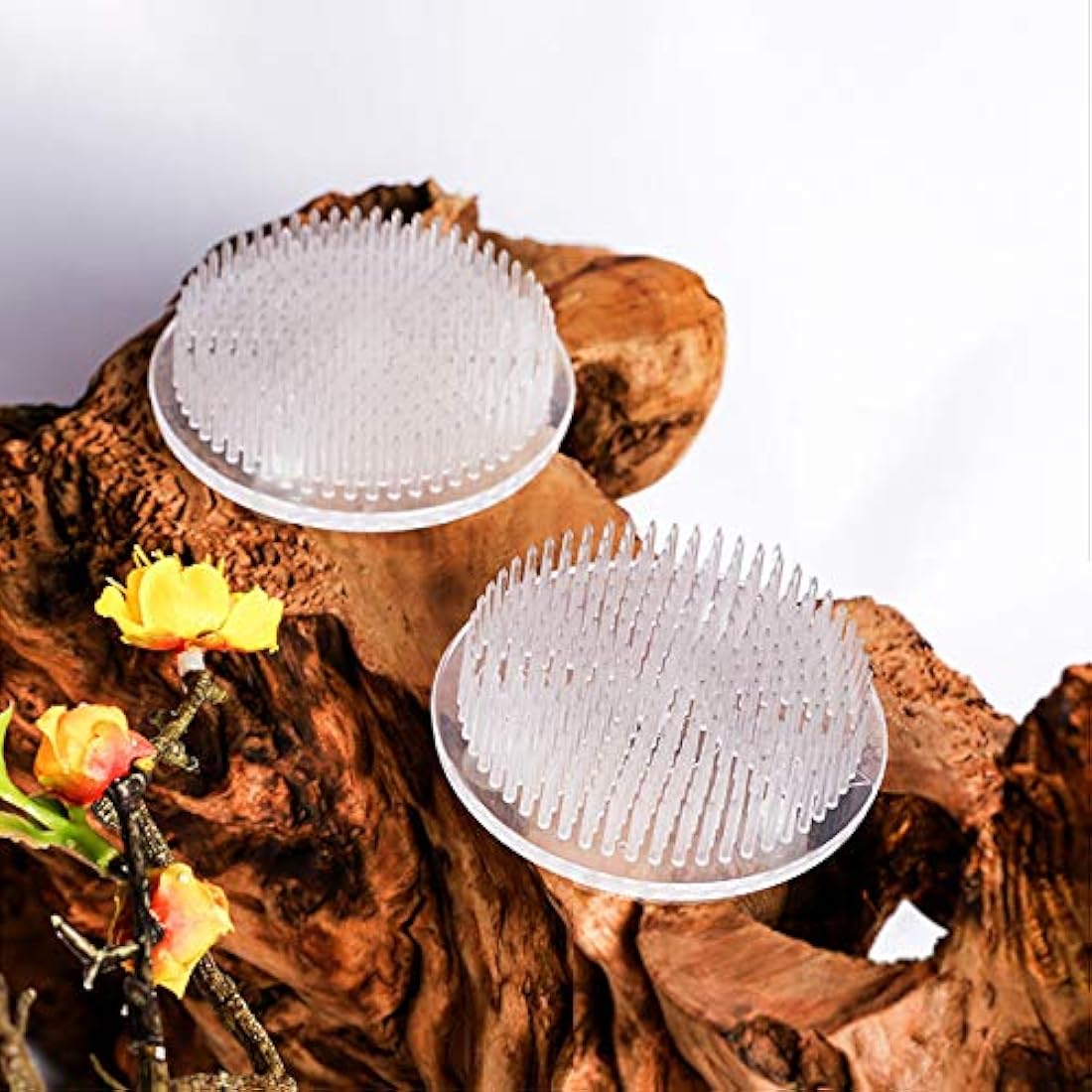 WANDIC Round Clear Plastic Ikebana Kenzan Flower Frog with Suction Cups
