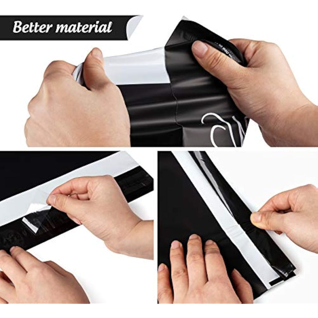 Black Poly Mailers with Handle - 10x14 Thank You Bags 60pk
