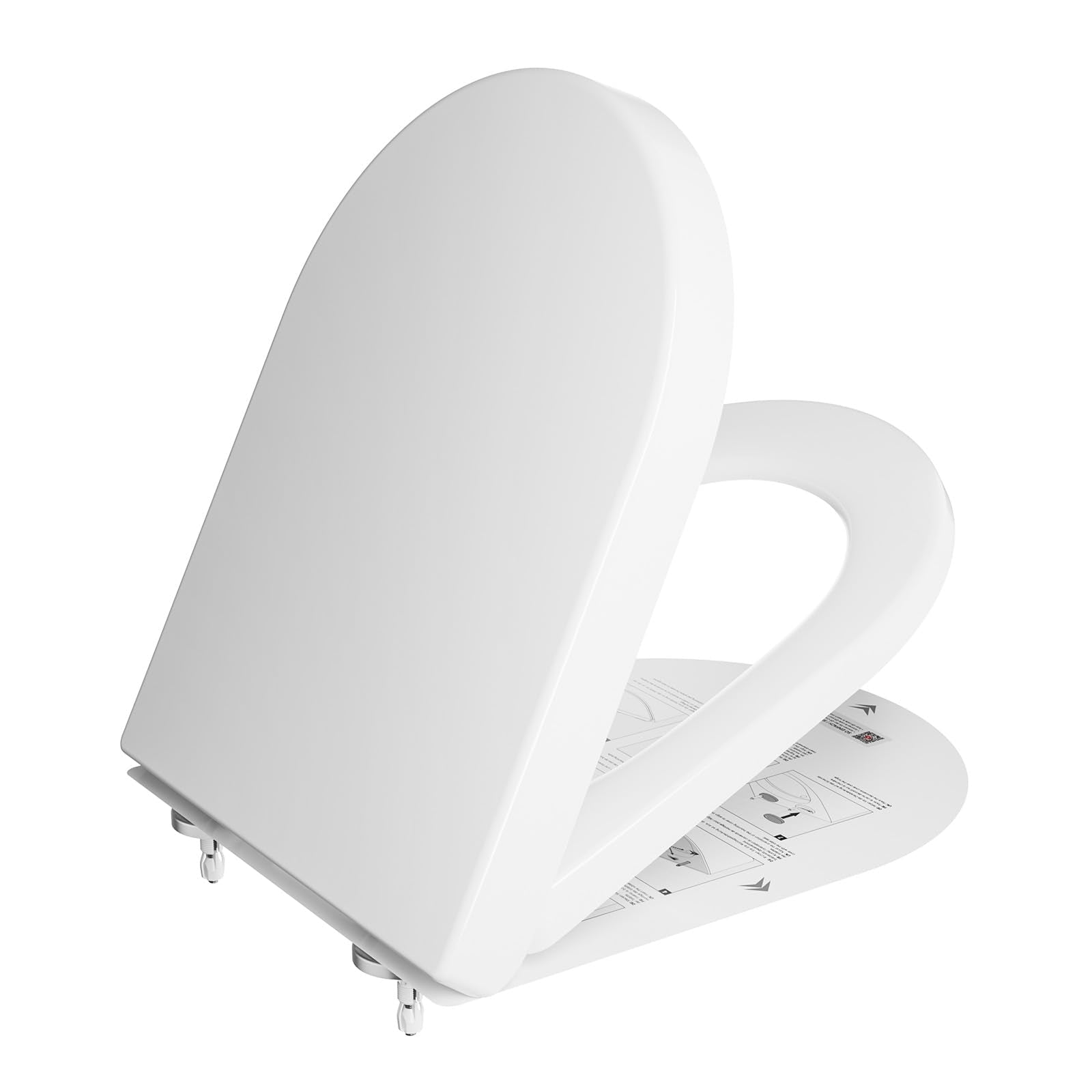 DERW D Shaped Soft Close Toilet Seat | Heavy Duty Thermoplastic White