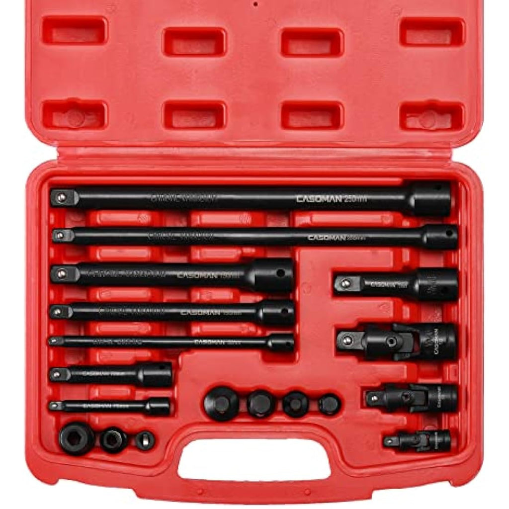 CASOMAN 18-Piece Drive Tool Accessory Set | Impact Socket Extensions