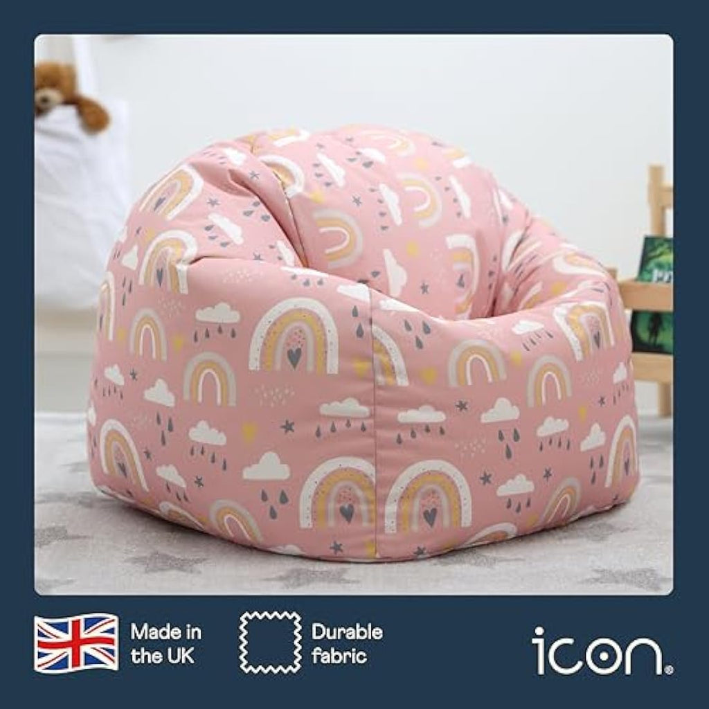 Icon Kids Rainbow Print Bean Bag Chair | Water-Resistant Seating