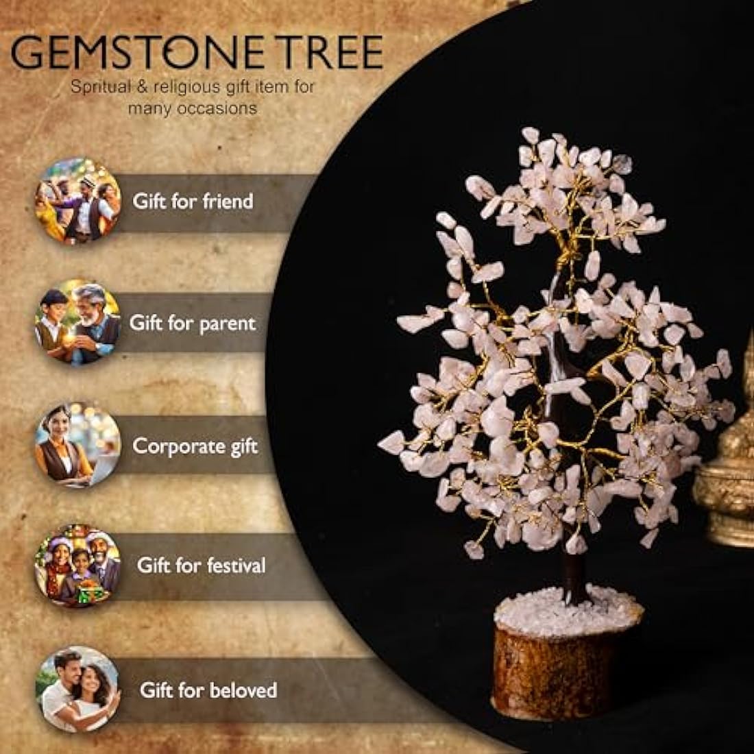 Wonder Care Rose Quartz Crystal Tree – 300 Beads Feng Shui Healing Decor