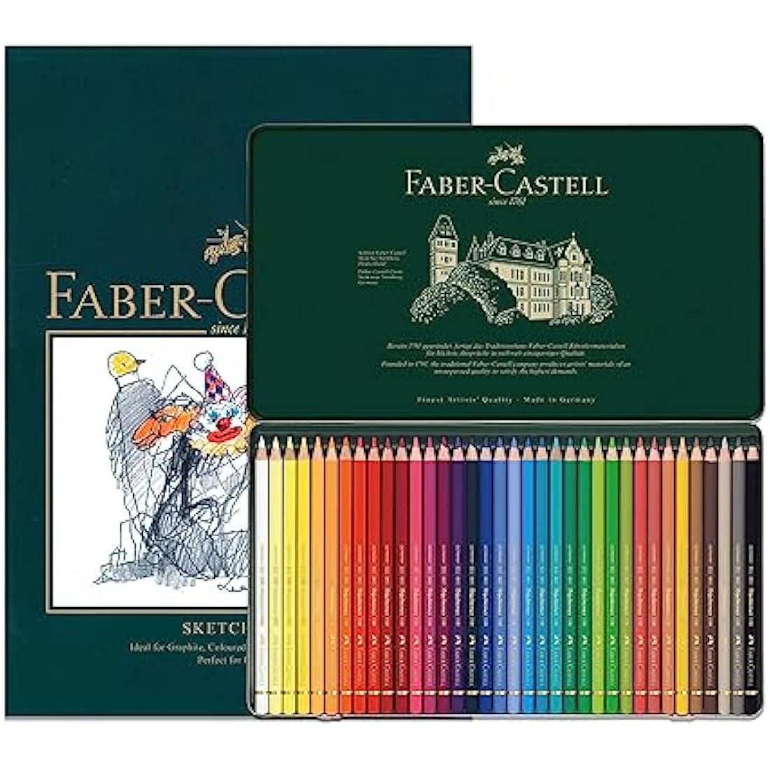 Faber-Castell Polychromos Pencils Tin of 36 & A4 Sketch Pad Art Set