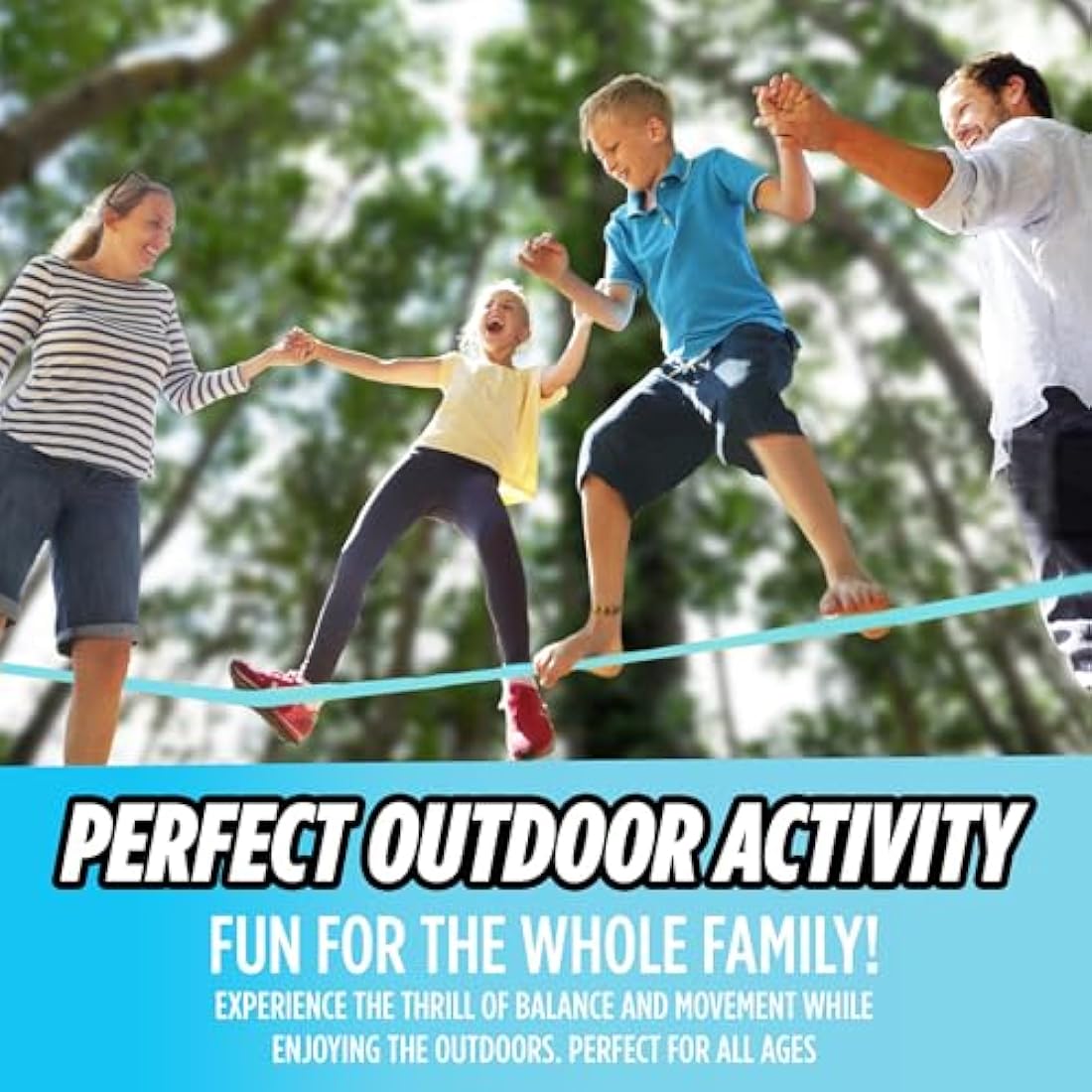 Trailblaze Slackline Kit for Kids – 18.5m Blue Beginner Tightrope Set