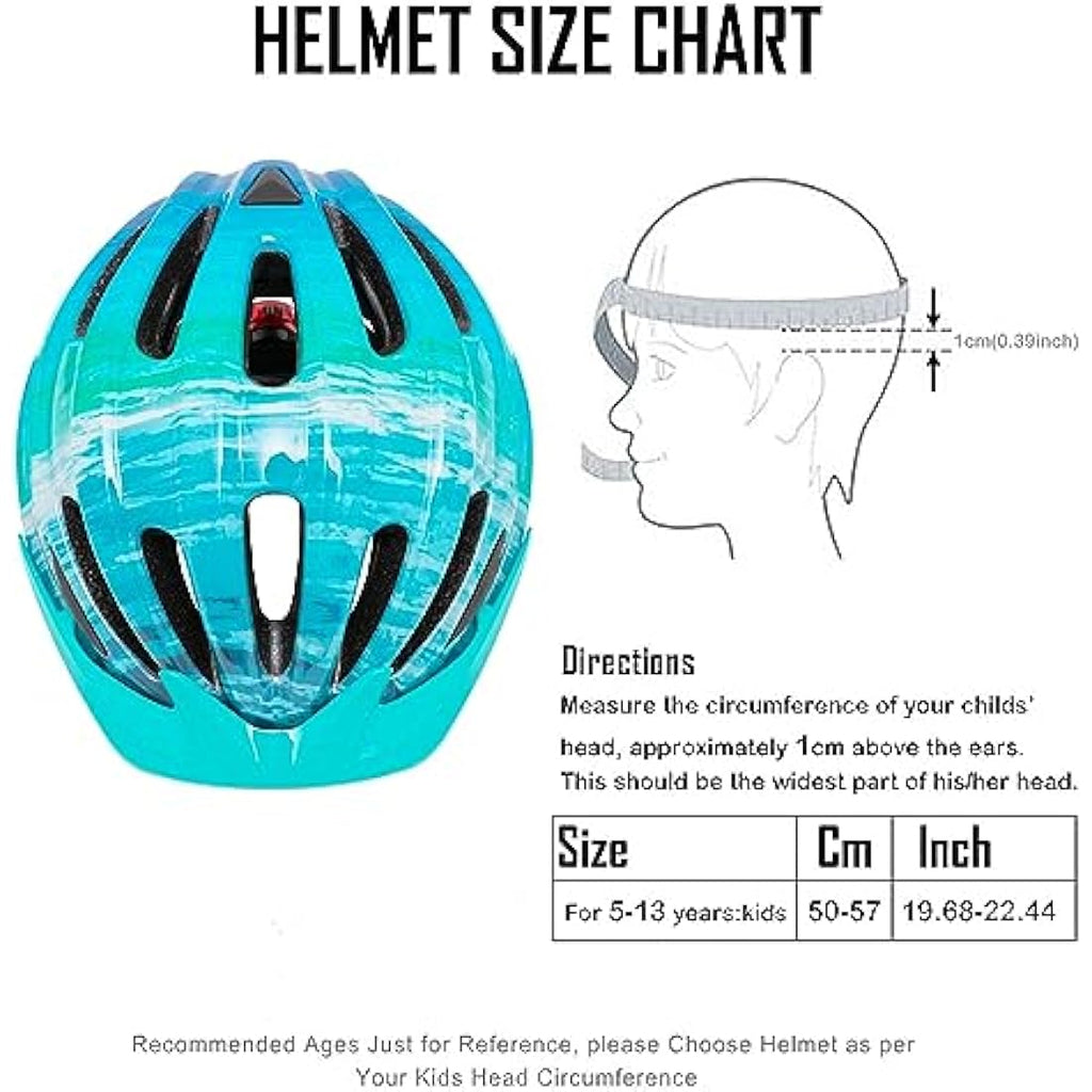 Jolof Store Kids Bike Helmet | LED Safety Light | Lightweight 50-57cm