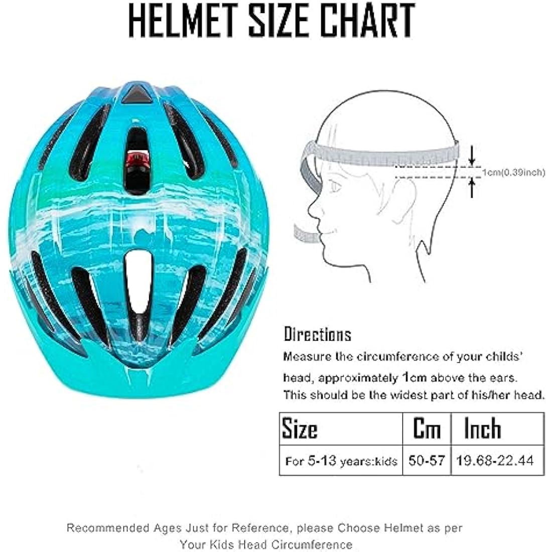 Jolof Store Kids Bike Helmet | LED Safety Light | Lightweight 50-57cm