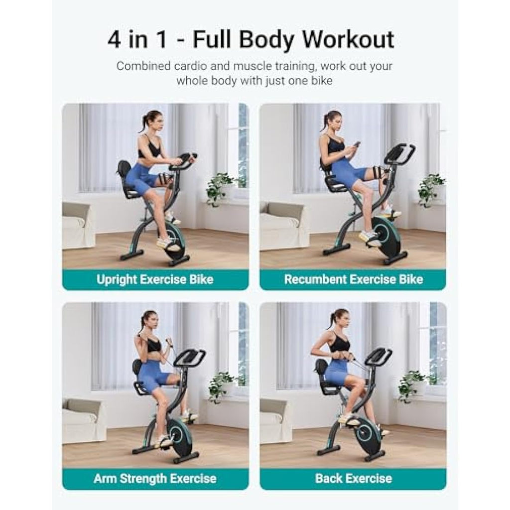 MERACH 4-in-1 Folding Exercise Bike | 16-Level Magnetic Resistance