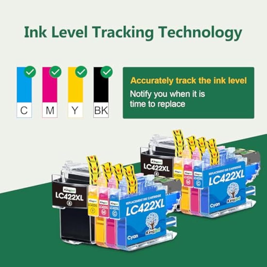 KINGJET LC422XL Ink Cartridges for Brother MFC-J5340DW MFC-J6540DW, 8 Pack