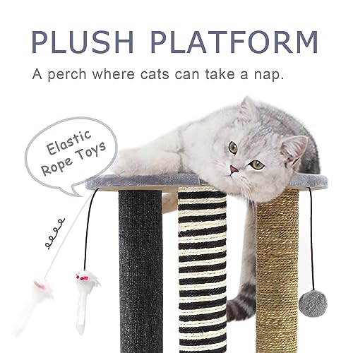 SONGWAY Cat Scratching Post Tree | 3-Pole Sisal & Carpet Scratcher Toy