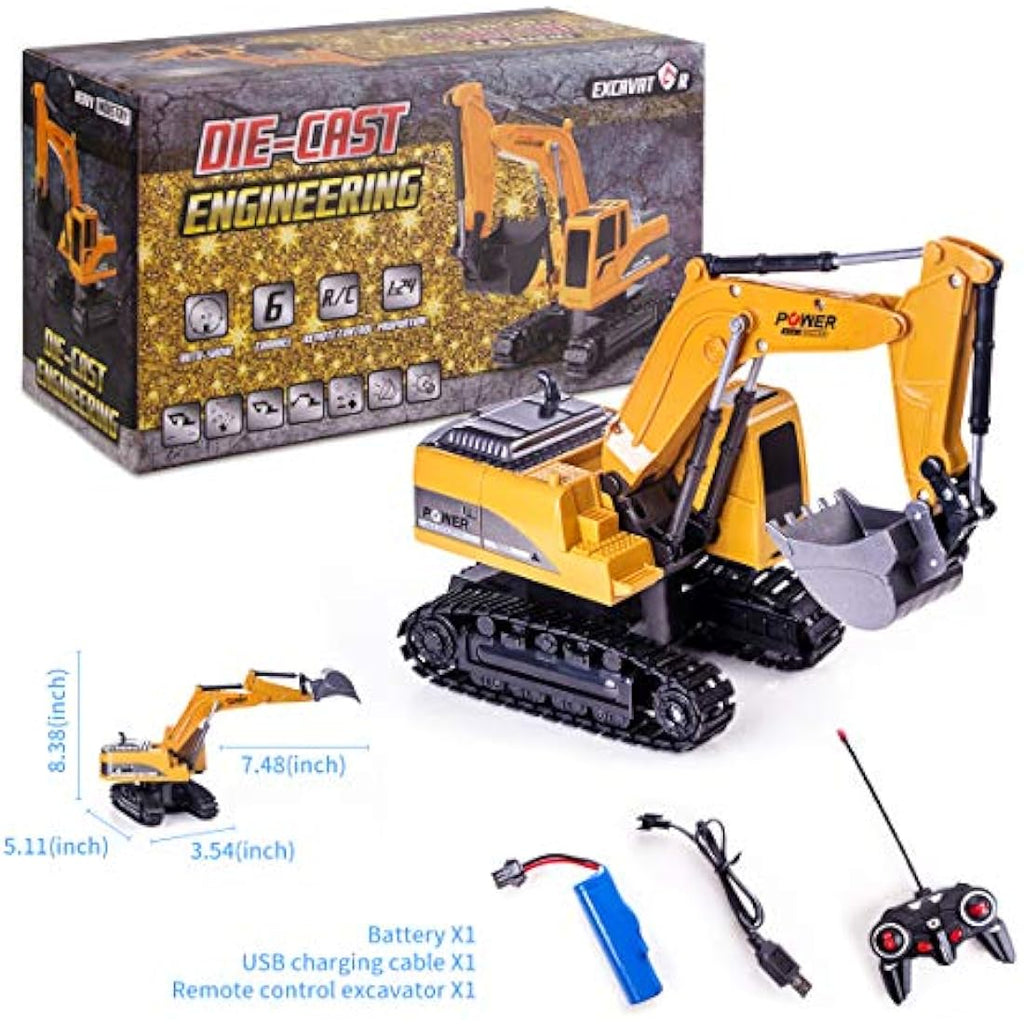 Highttoy RC Excavator – 1:24 Scale Alloy Construction Digger Toy for Kids