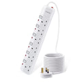 PARTH 6 Way Surge Protected Extension Lead | 5M Long Power Strip – White