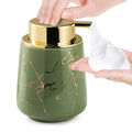 Jolof Store Green Marble Ceramic Foaming Soap Dispenser | Gold Pump