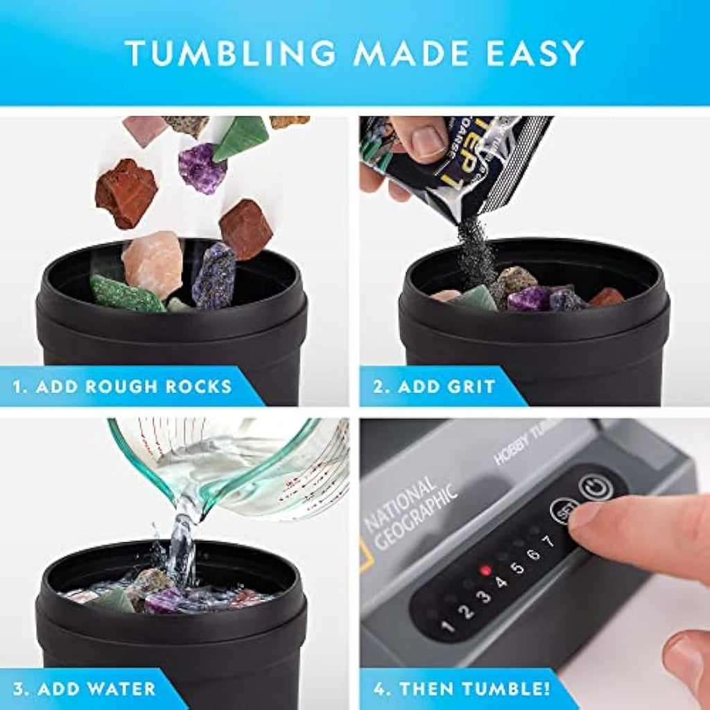 National Geographic Rock Tumbler Kit – Noise-Reduced STEM Rock Polisher
